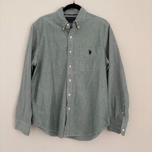 U.S. Polo Assn. Men's Long Sleeve Button Down Shirt Polo Logo Green Size Large